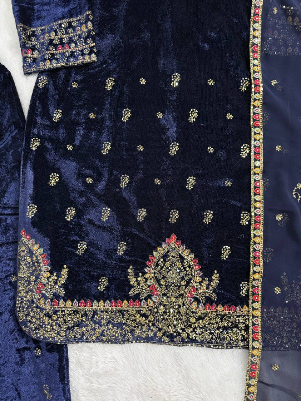 DFG “Royale Velvet 9000” Kurti–Pant–Dupatta Set-ST-1164