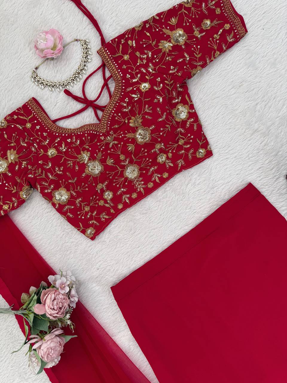 DFG Series - Faux Georgette Lehenga Saree Set-QRC-390