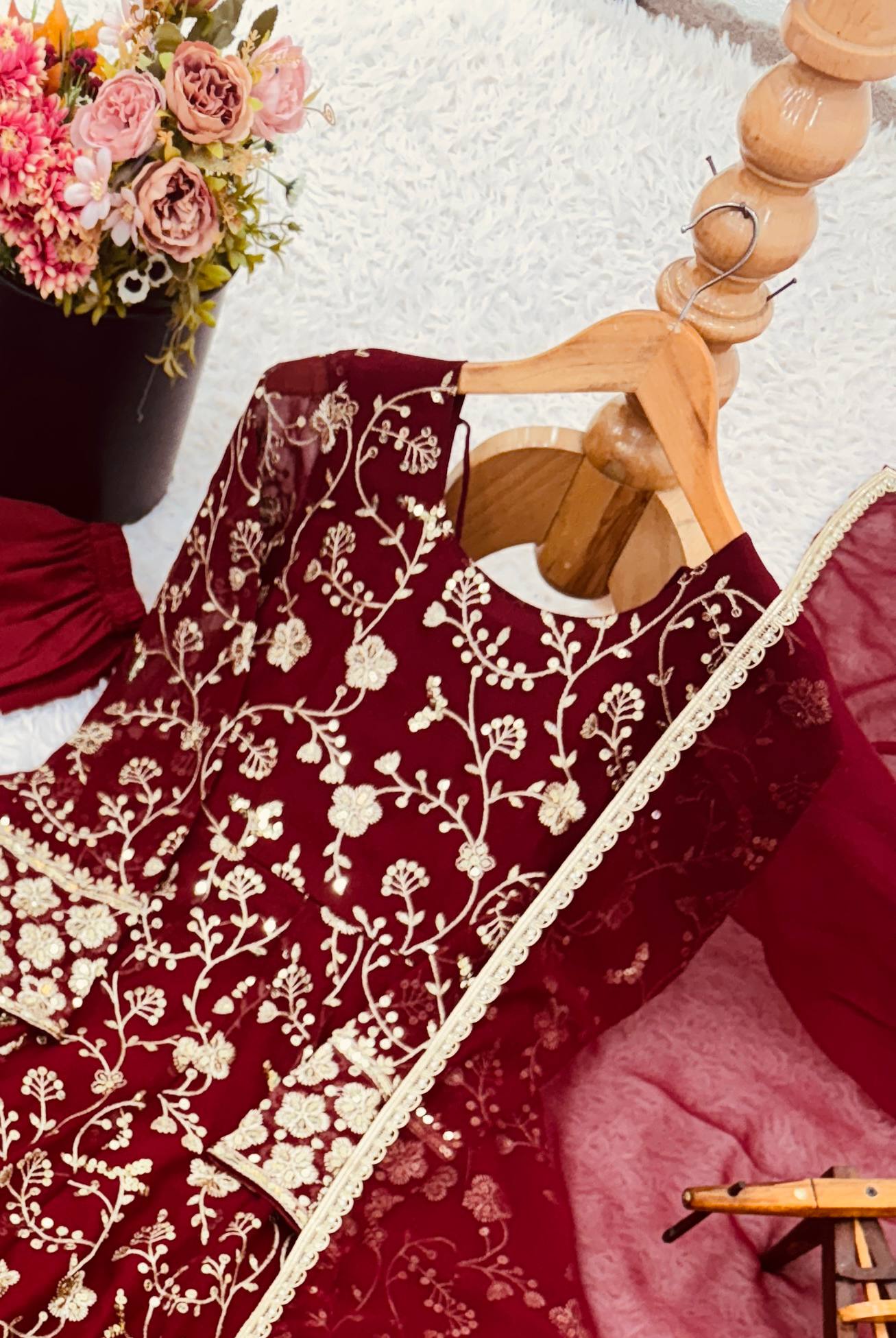 Royal Embroidered Sequence Anarkali 3-Piece Premium Set-ZF-432 ✨ 💃✨