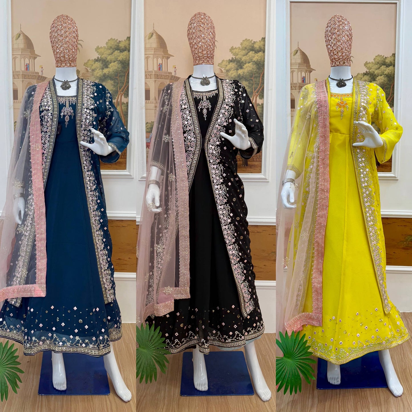 Superhit Festive Gown Set with Heavy Diamond Work-ST-1129 ✨