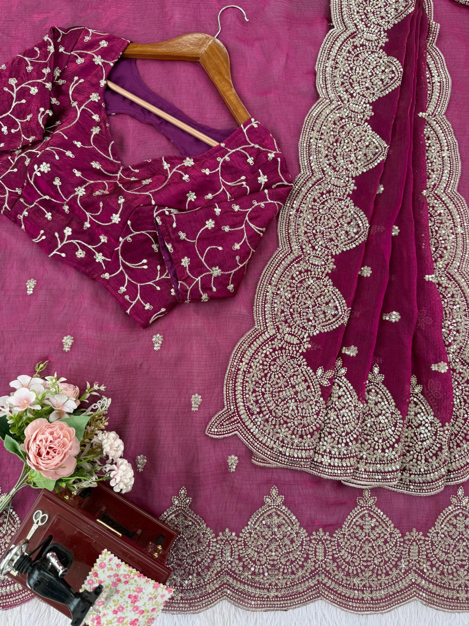 π Fendi Chiffon Designer Saree β A Symphony of Elegance π
