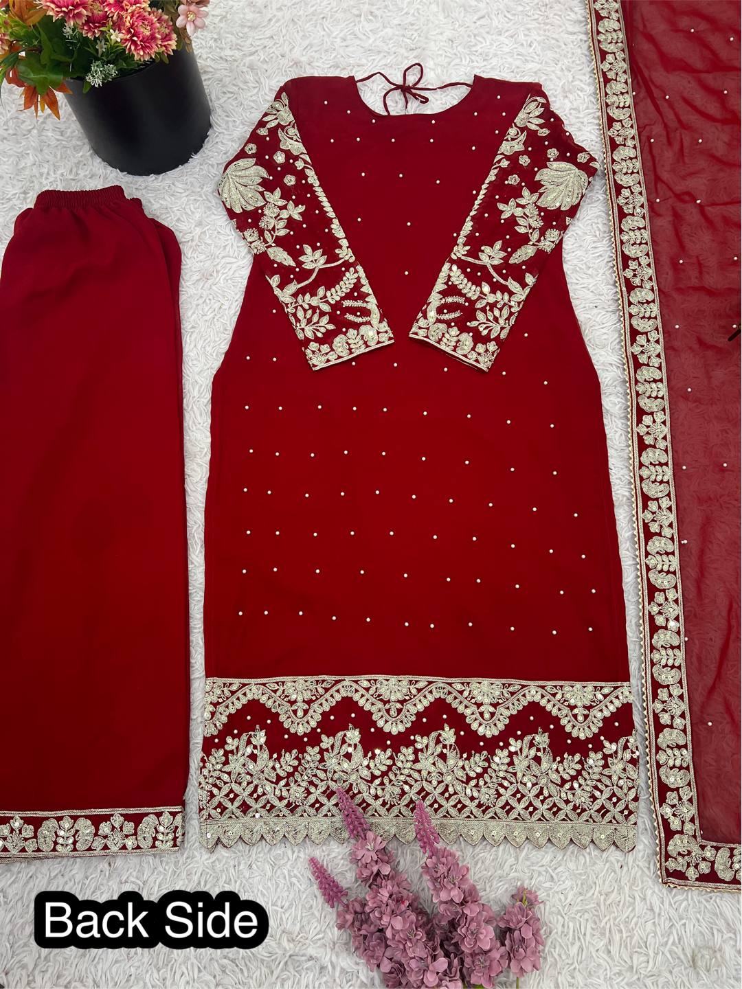 Elegant Sequence Embroidered 3-Piece Designer Suit-ZF-433 ✨✨