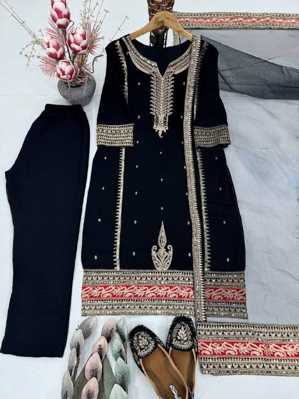 Designer Glam Georgette 3-Piece Suit Set-KF -1708 ππ