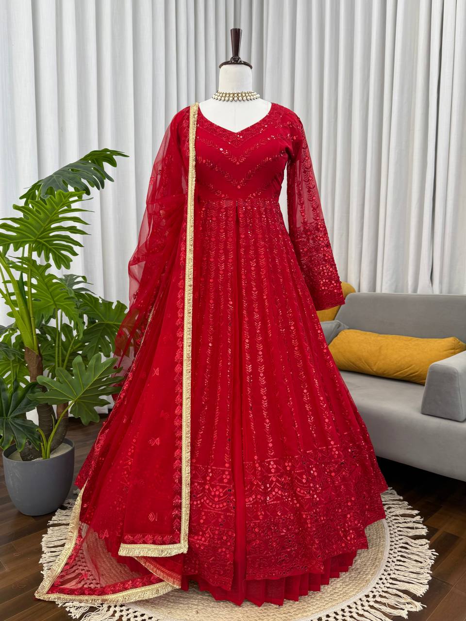 Black colour Graceful Faux Georgette Lehenga Choli Set with Sequins Work