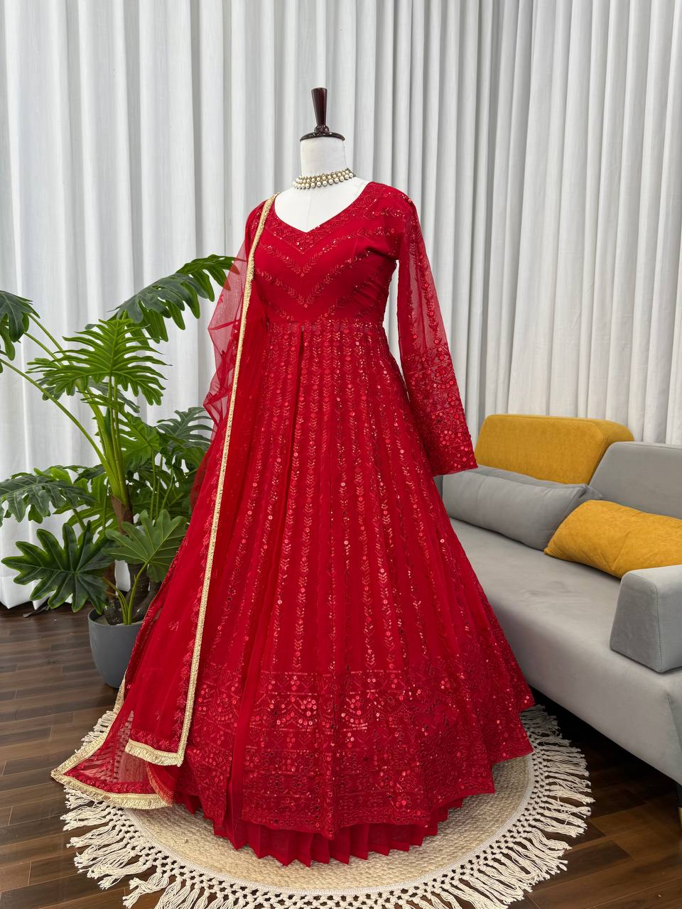 Black colour Graceful Faux Georgette Lehenga Choli Set with Sequins Work