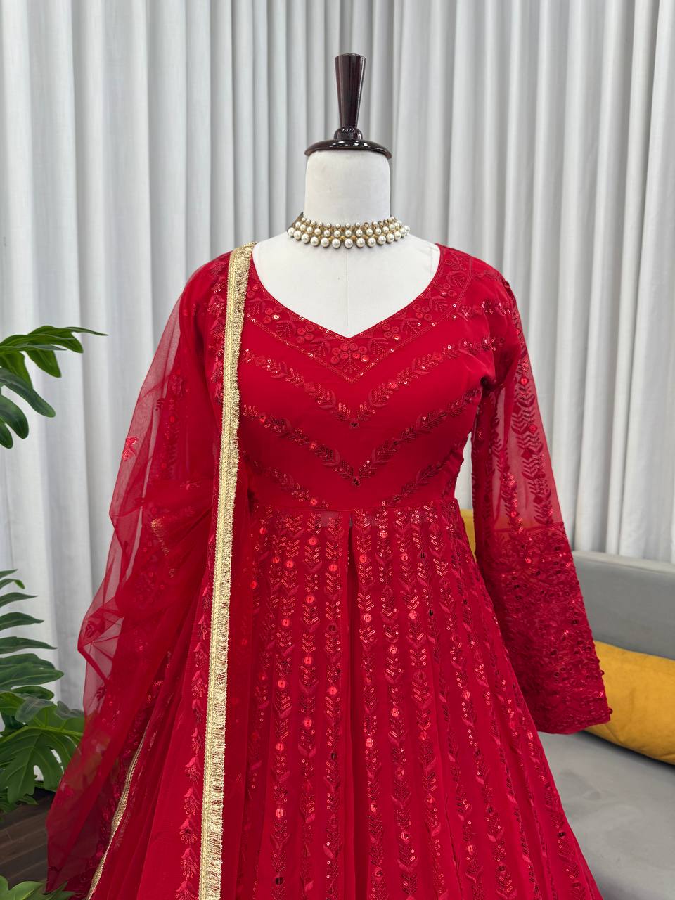 Black colour Graceful Faux Georgette Lehenga Choli Set with Sequins Work