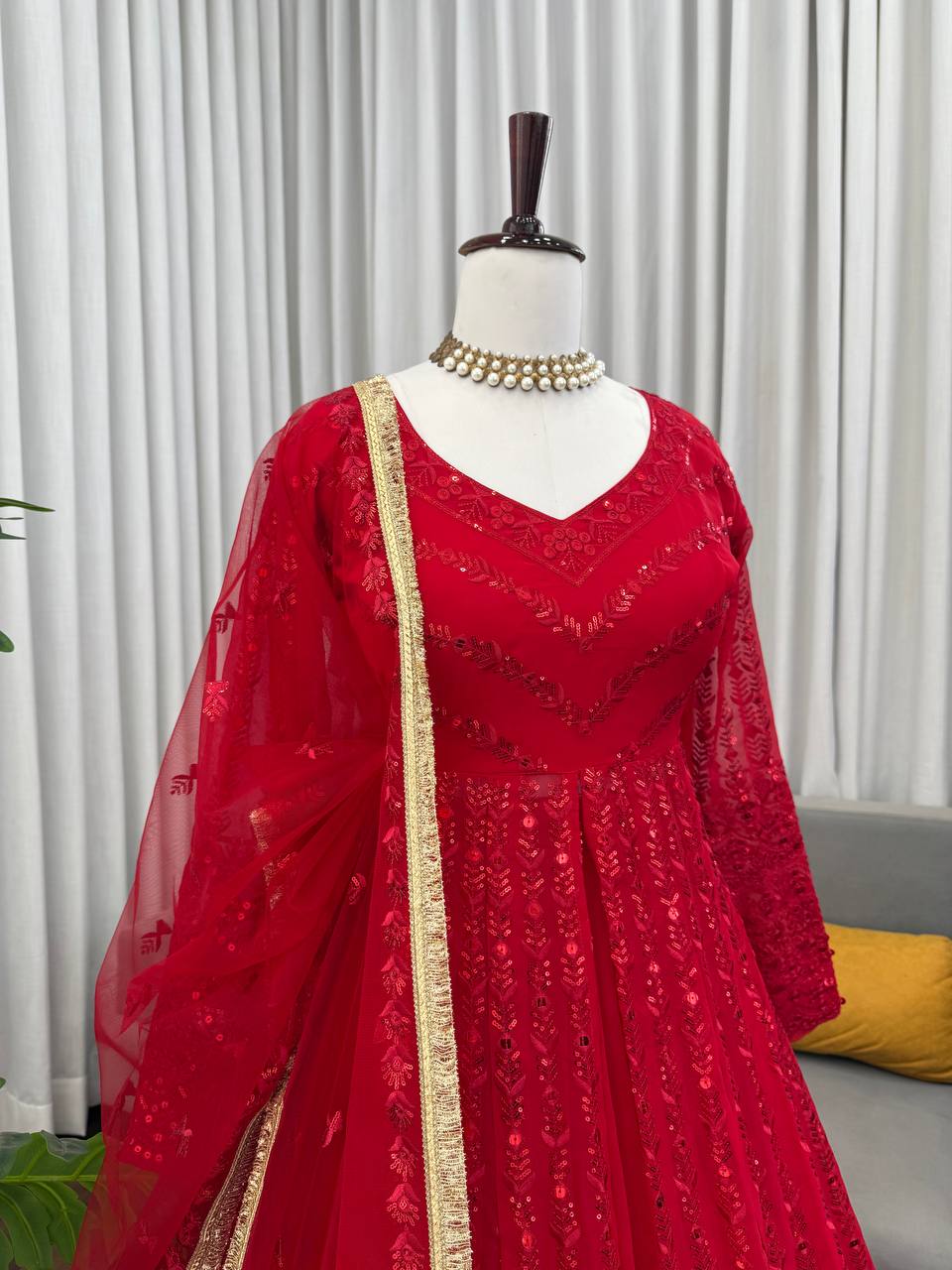 Black colour Graceful Faux Georgette Lehenga Choli Set with Sequins Work