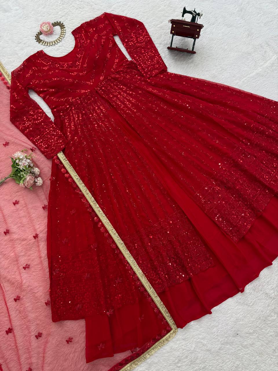Black colour Graceful Faux Georgette Lehenga Choli Set with Sequins Work