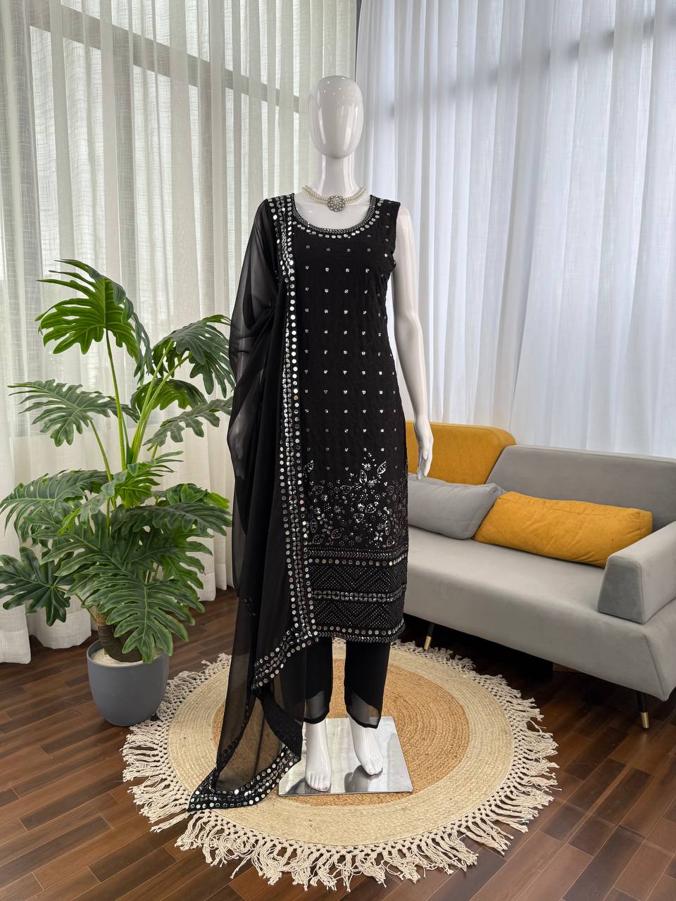 💎 Real Mirror Work Georgette Suit – Shine with Timeless Elegance