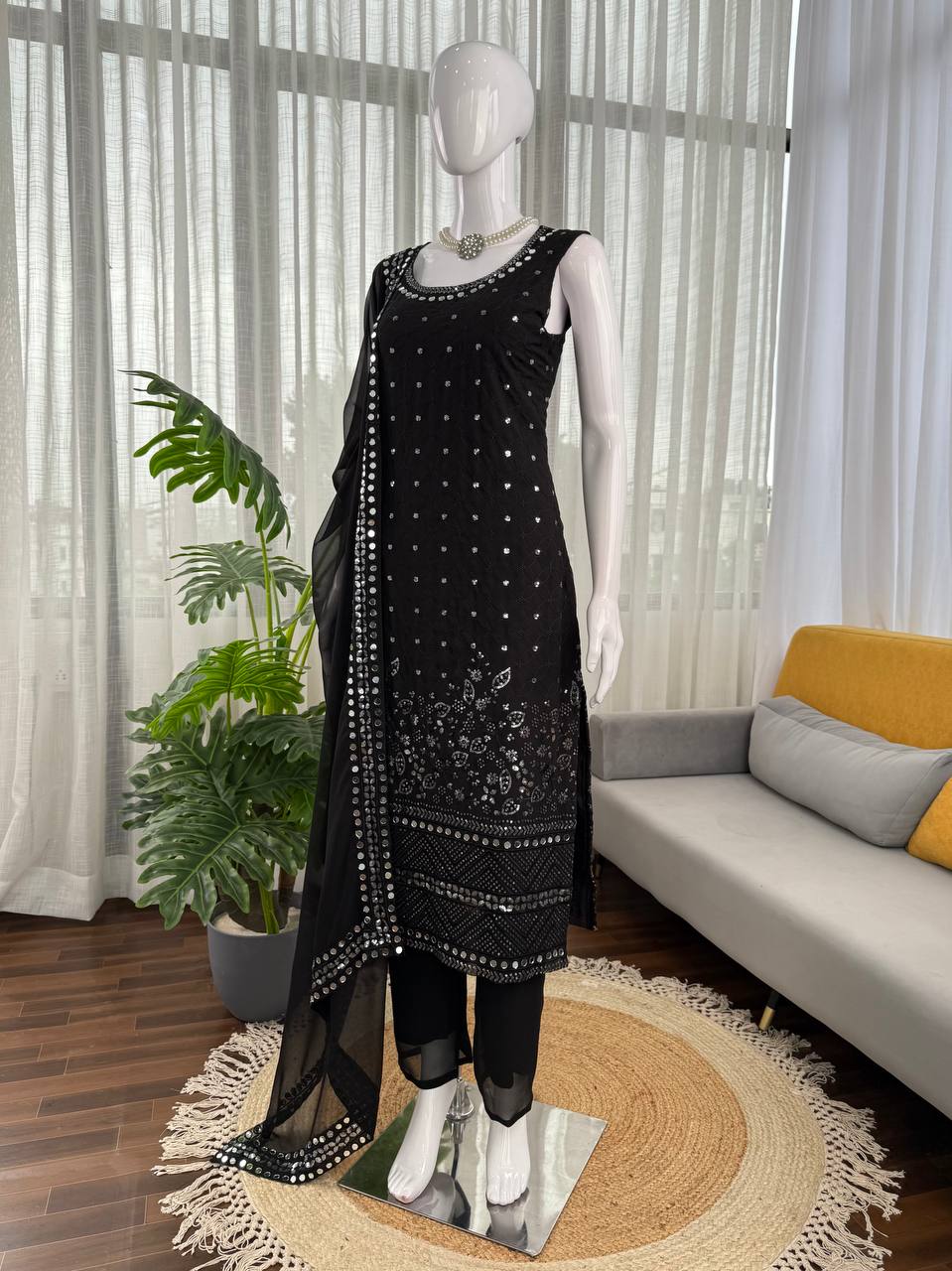 💎 Real Mirror Work Georgette Suit – Shine with Timeless Elegance