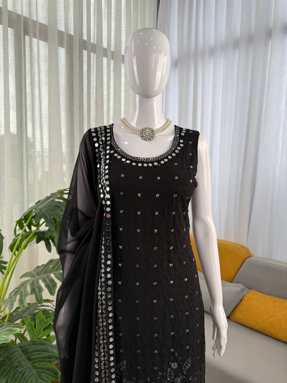💎 Real Mirror Work Georgette Suit – Shine with Timeless Elegance