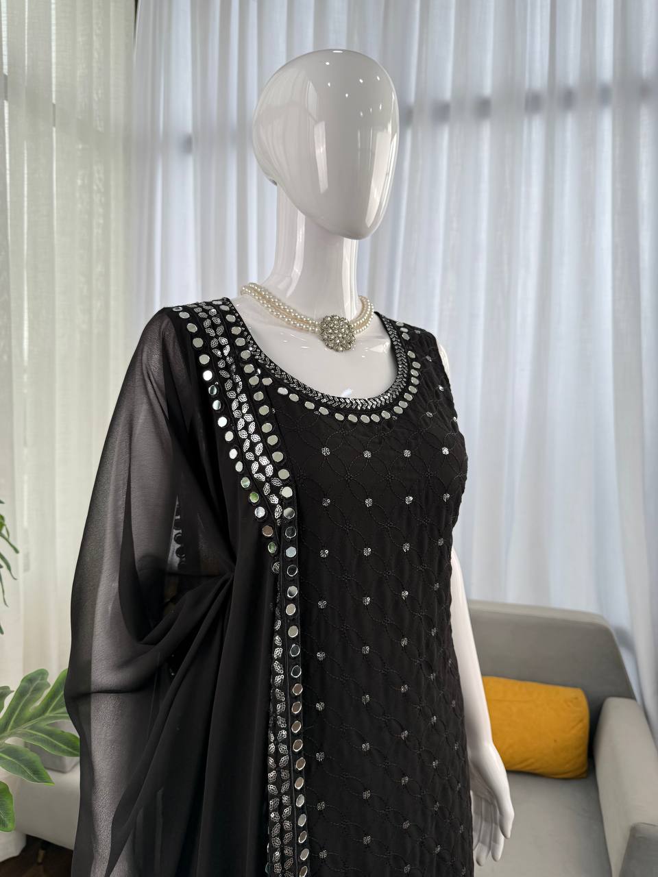 💎 Real Mirror Work Georgette Suit – Shine with Timeless Elegance