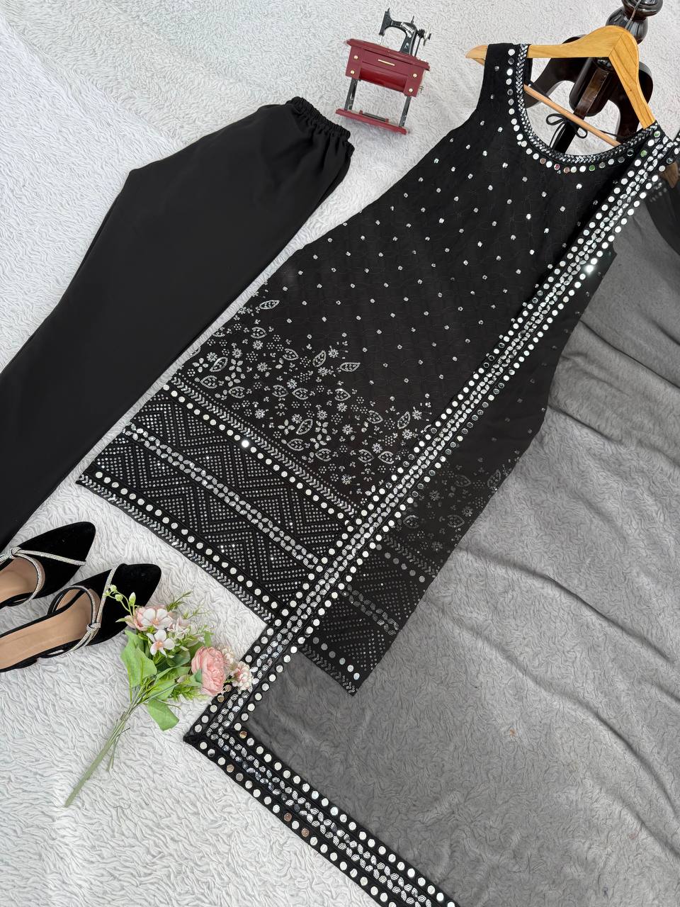 💎 Real Mirror Work Georgette Suit – Shine with Timeless Elegance