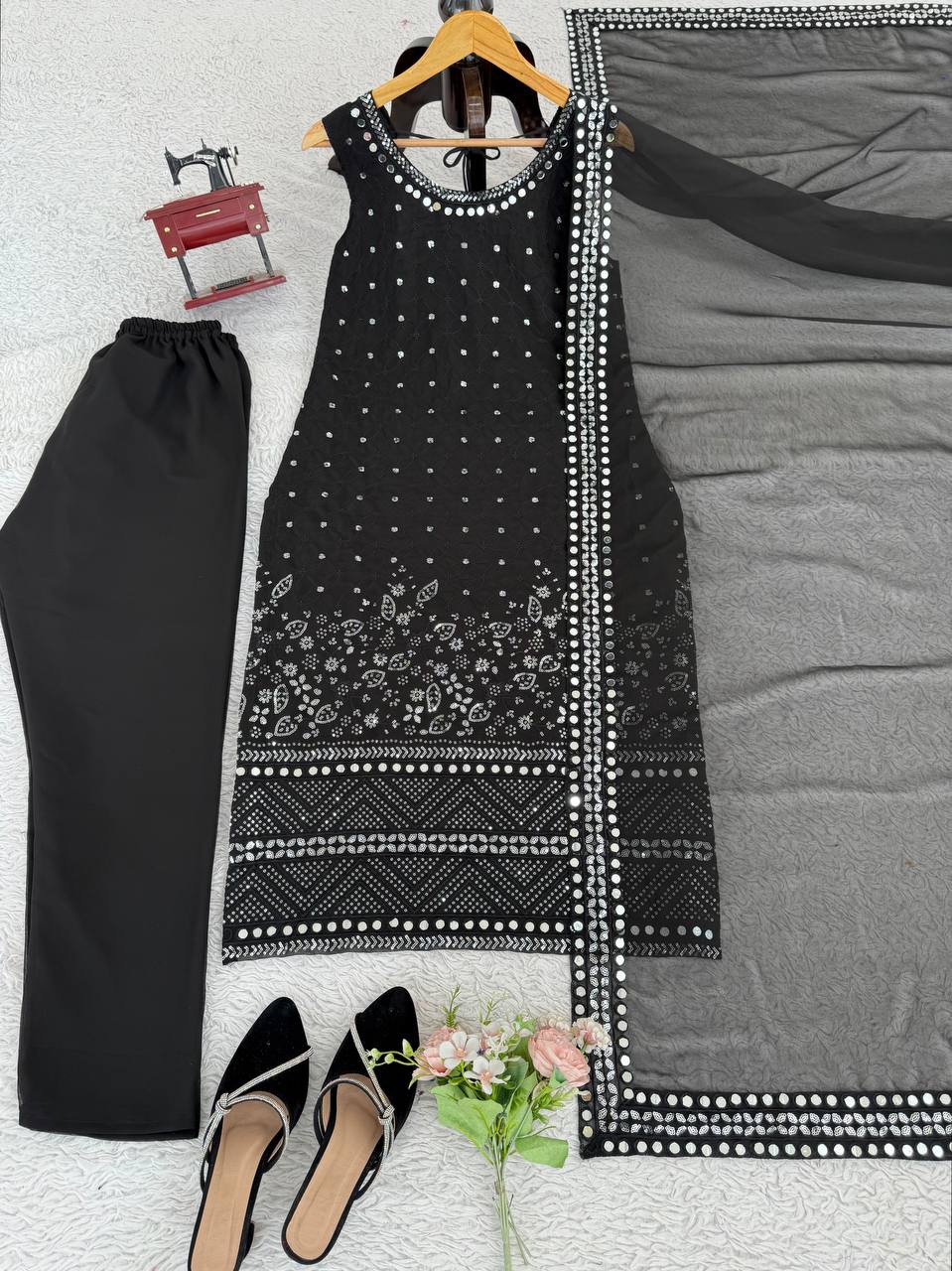 💎 Real Mirror Work Georgette Suit – Shine with Timeless Elegance