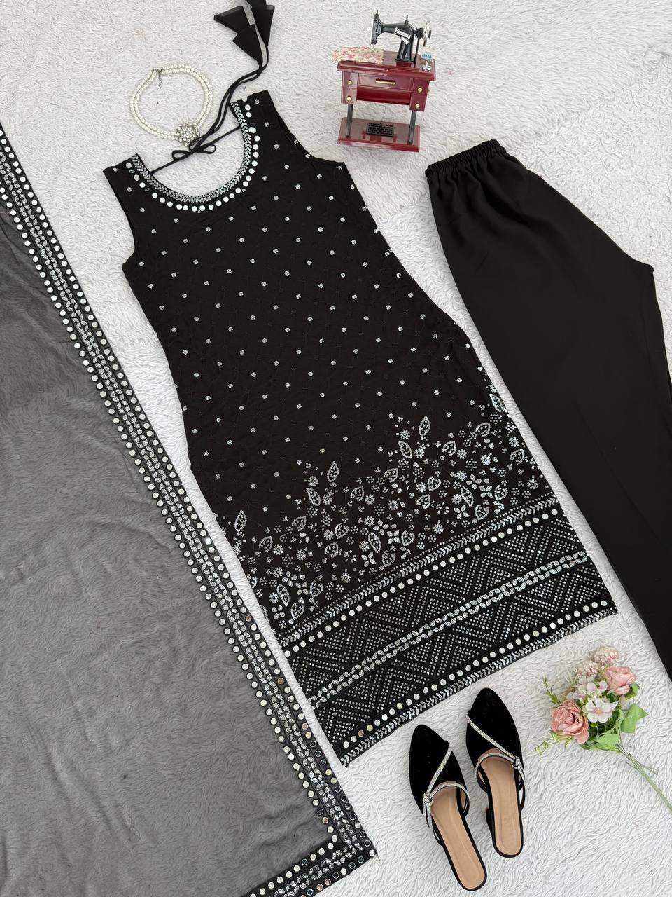 💎 Real Mirror Work Georgette Suit – Shine with Timeless Elegance
