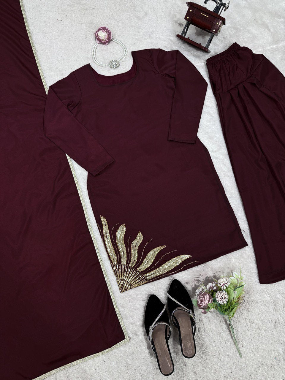 ✨ Elegant Natural Crepe Silk Suit Set ✨
