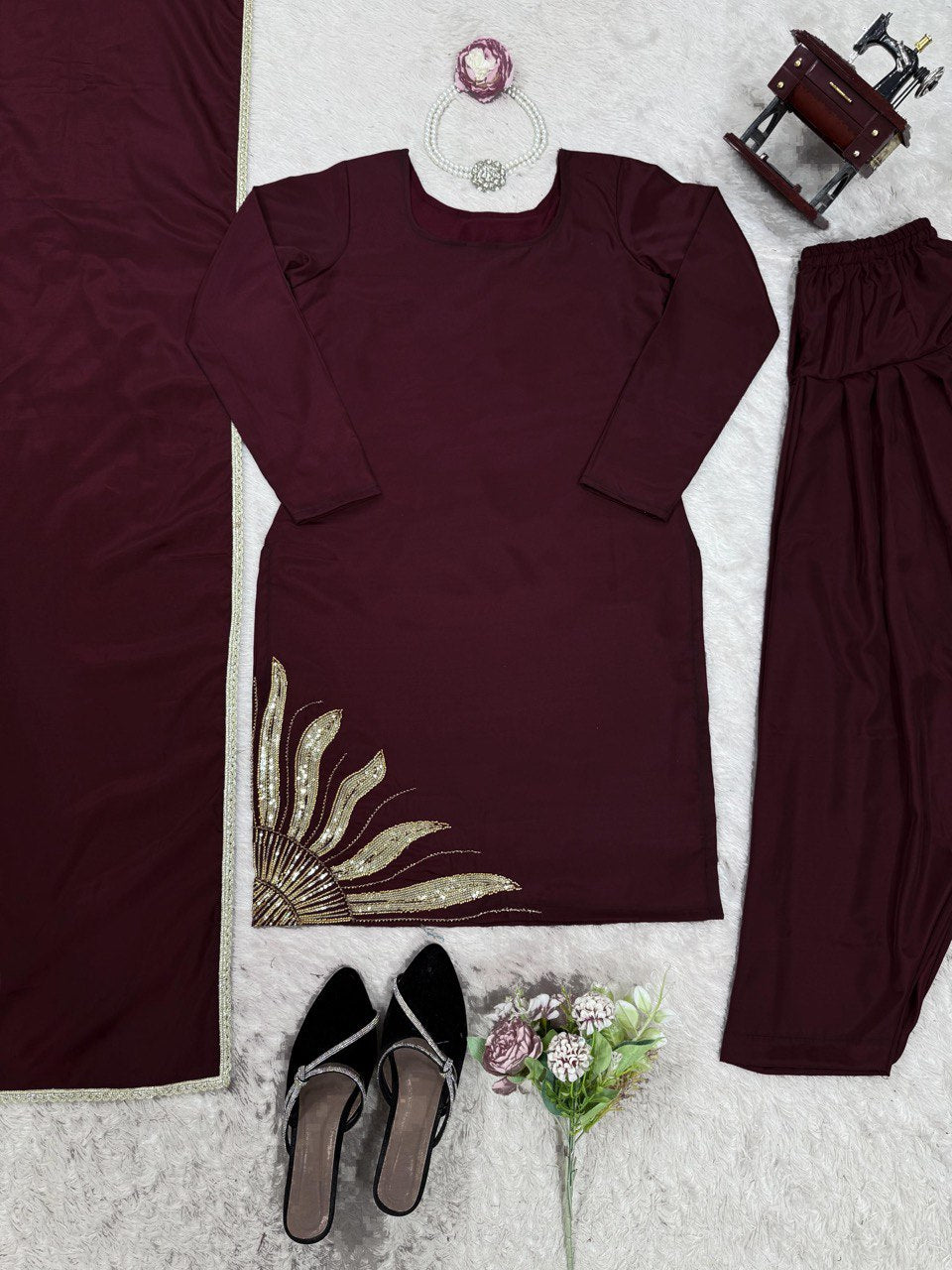 ✨ Elegant Natural Crepe Silk Suit Set ✨