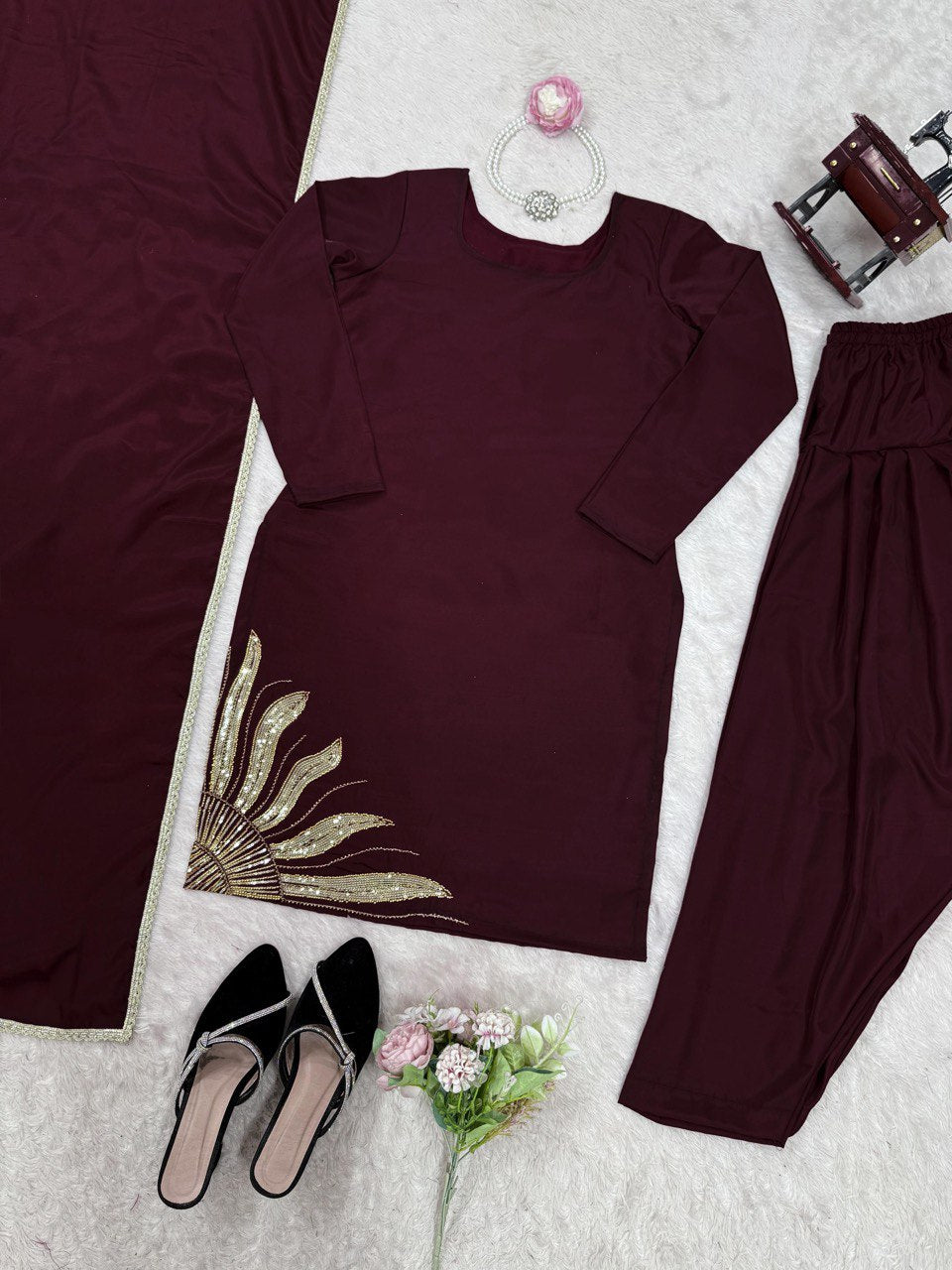 ✨ Elegant Natural Crepe Silk Suit Set ✨
