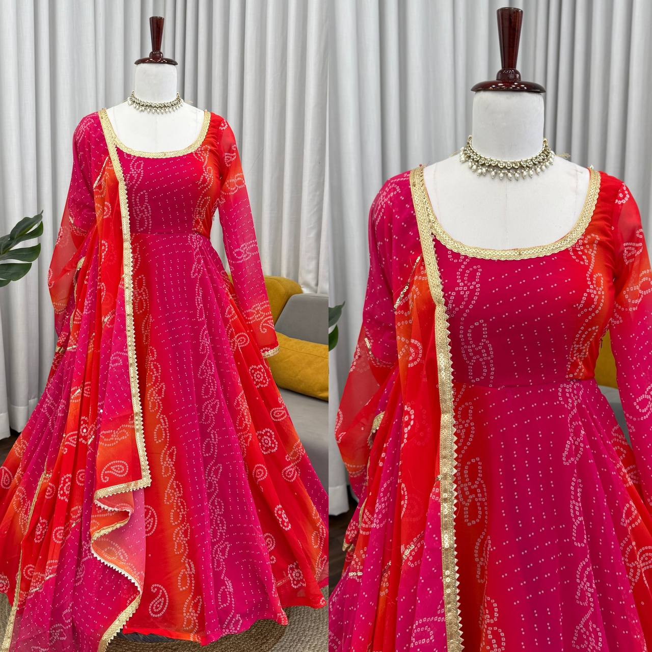 🌸 Digital Print Anarkali Set – A Symphony of Style and Comfort