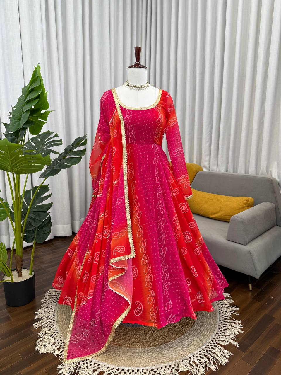 🌸 Digital Print Anarkali Set – A Symphony of Style and Comfort