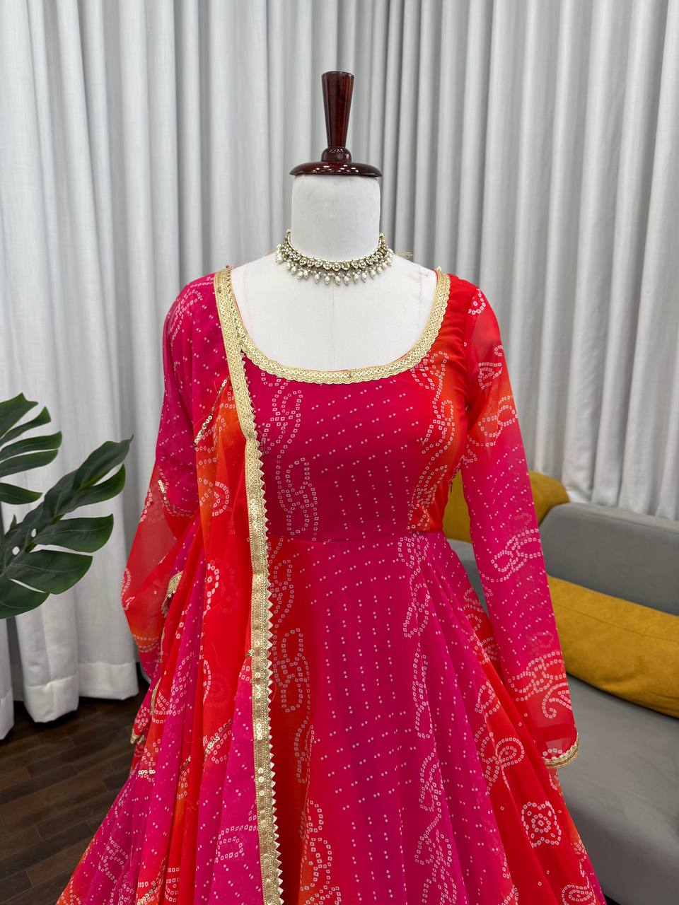 🌸 Digital Print Anarkali Set – A Symphony of Style and Comfort