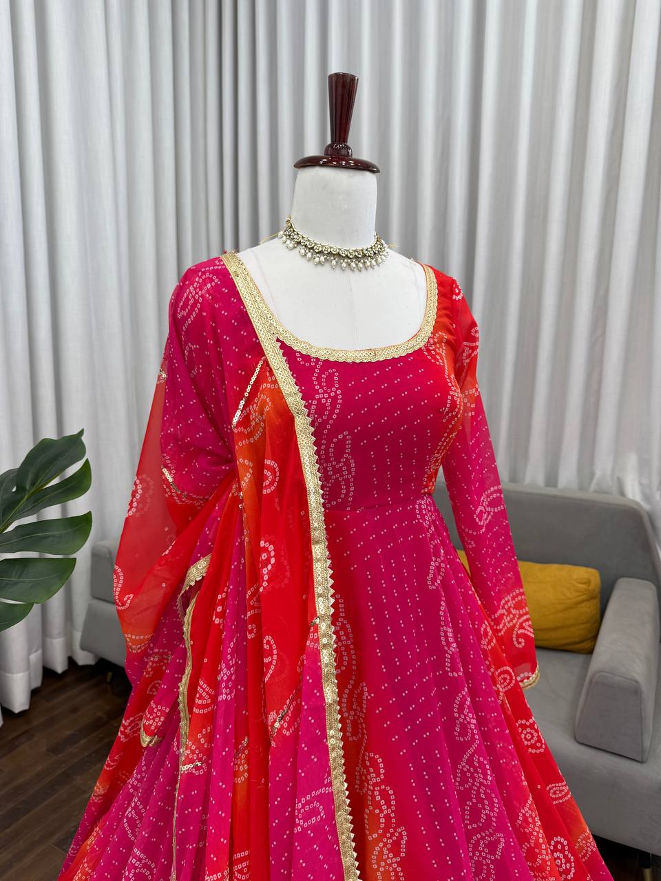 🌸 Digital Print Anarkali Set – A Symphony of Style and Comfort