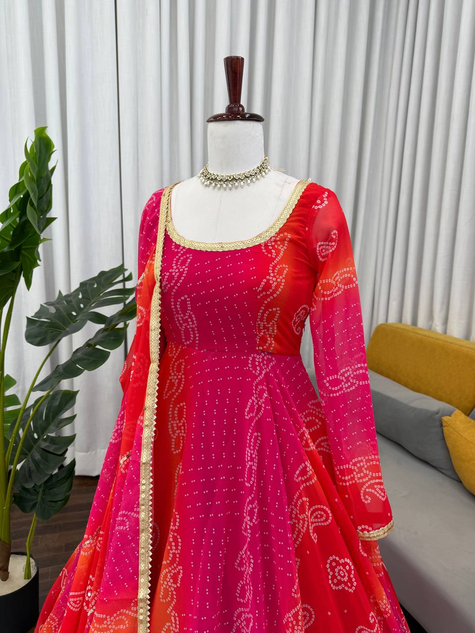 🌸 Digital Print Anarkali Set – A Symphony of Style and Comfort