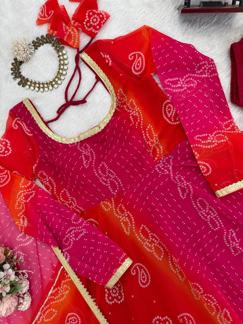 🌸 Digital Print Anarkali Set – A Symphony of Style and Comfort