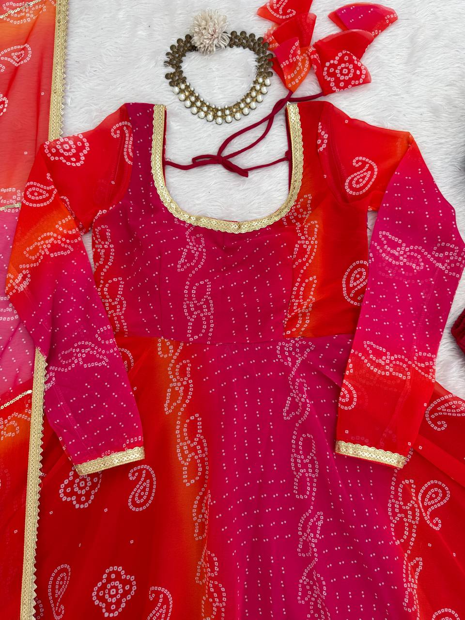🌸 Digital Print Anarkali Set – A Symphony of Style and Comfort