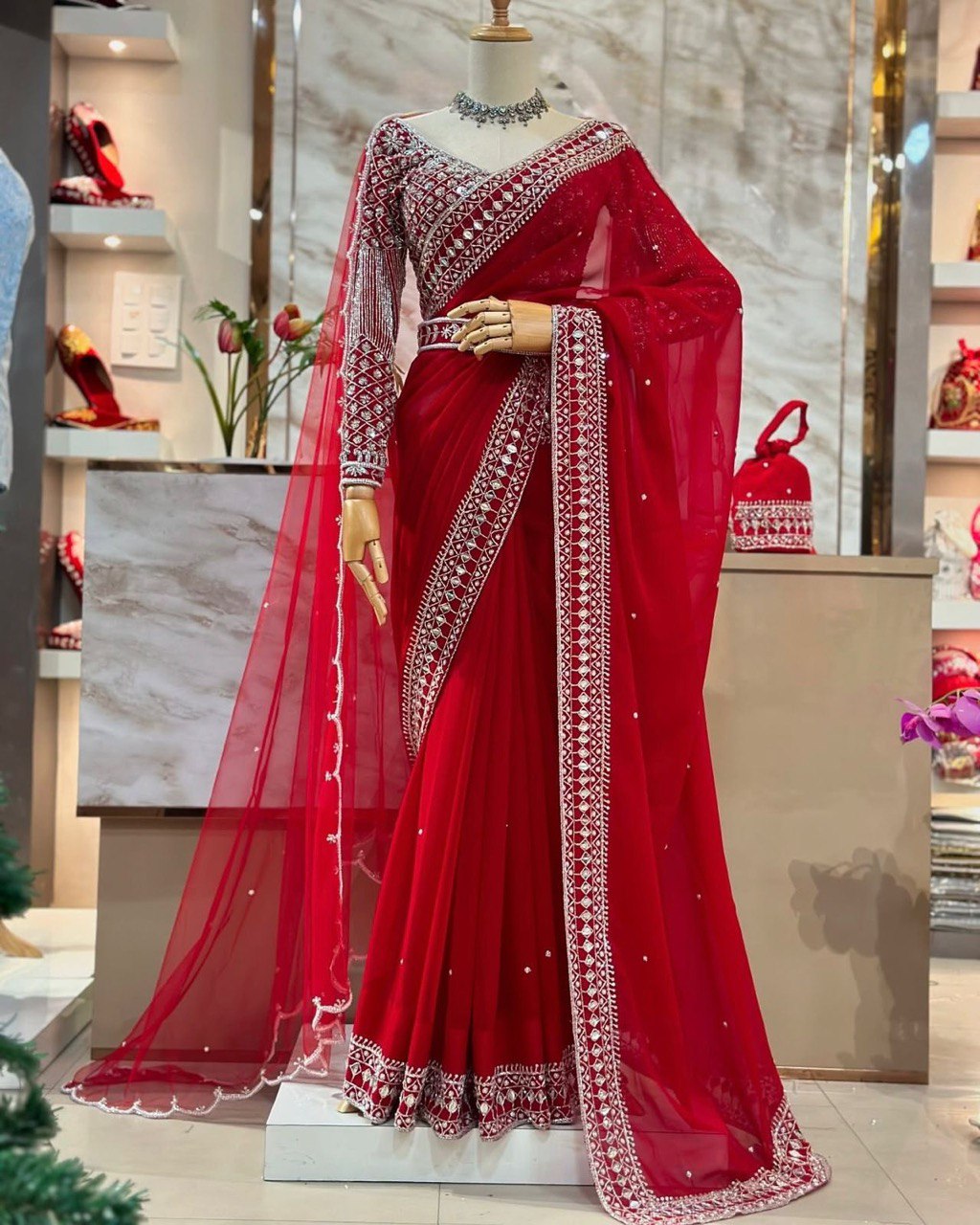 ✨ Designer Tibby Silk Saree – A Karwa Chauth Special Elegance ✨