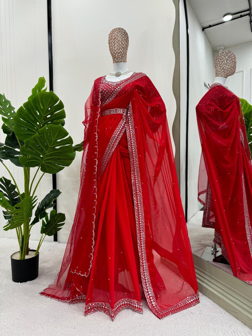 ✨ Designer Tibby Silk Saree – A Karwa Chauth Special Elegance ✨