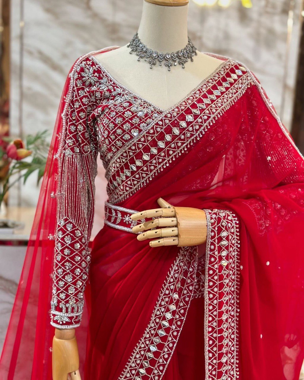 ✨ Designer Tibby Silk Saree – A Karwa Chauth Special Elegance ✨