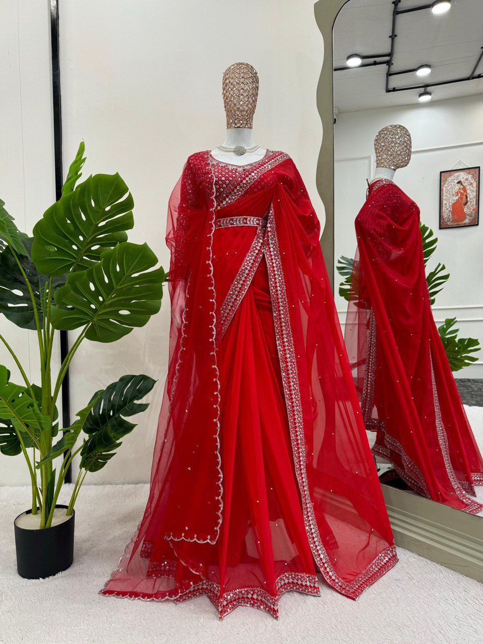 ✨ Designer Tibby Silk Saree – A Karwa Chauth Special Elegance ✨