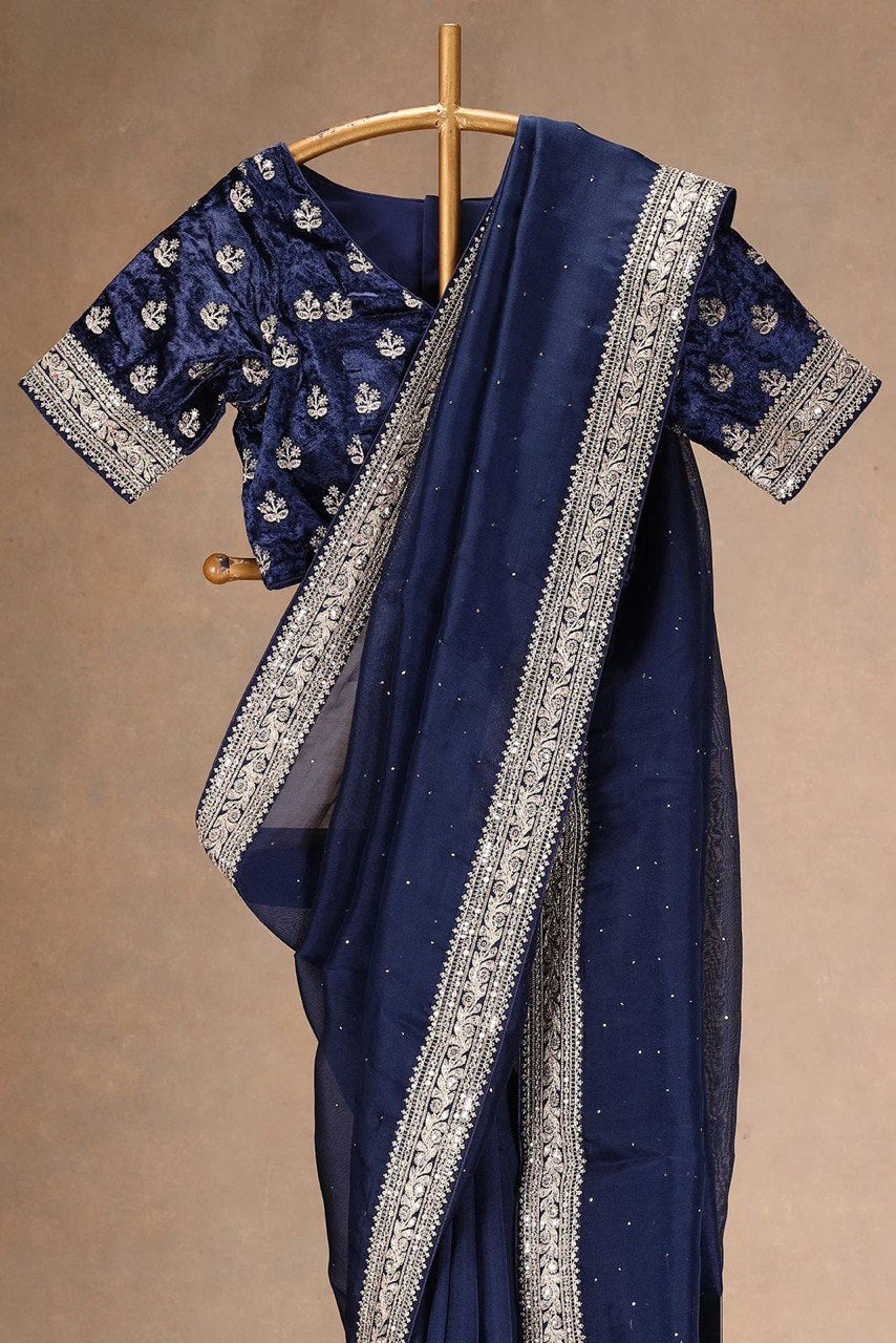 ✨ Topic: Radiant Organza Silk Designer Saree with LCD Diamond Work ✨