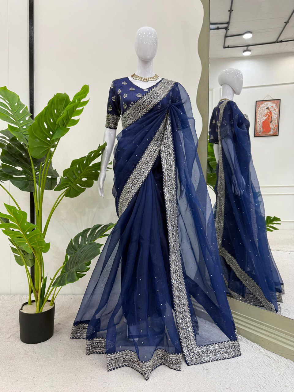 ✨ Topic: Radiant Organza Silk Designer Saree with LCD Diamond Work ✨