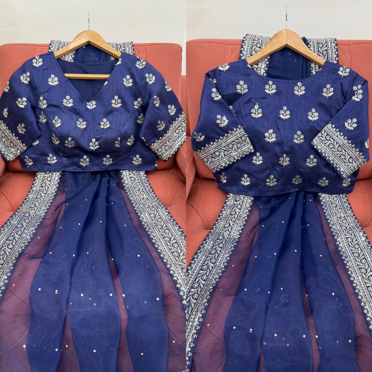 ✨ Topic: Radiant Organza Silk Designer Saree with LCD Diamond Work ✨