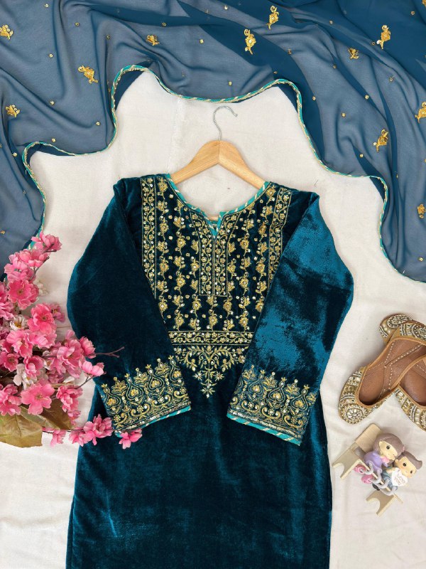 Velvet 3-Piece Plazzo Suit Set -LC-1433