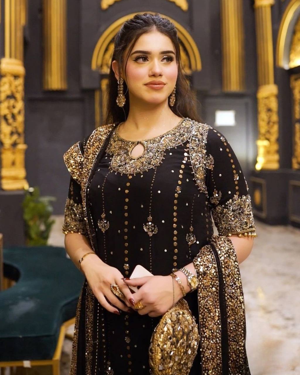 🩵 Elegant Rivet Moti Sequence Suit – Effortless Grace in Every Stitch