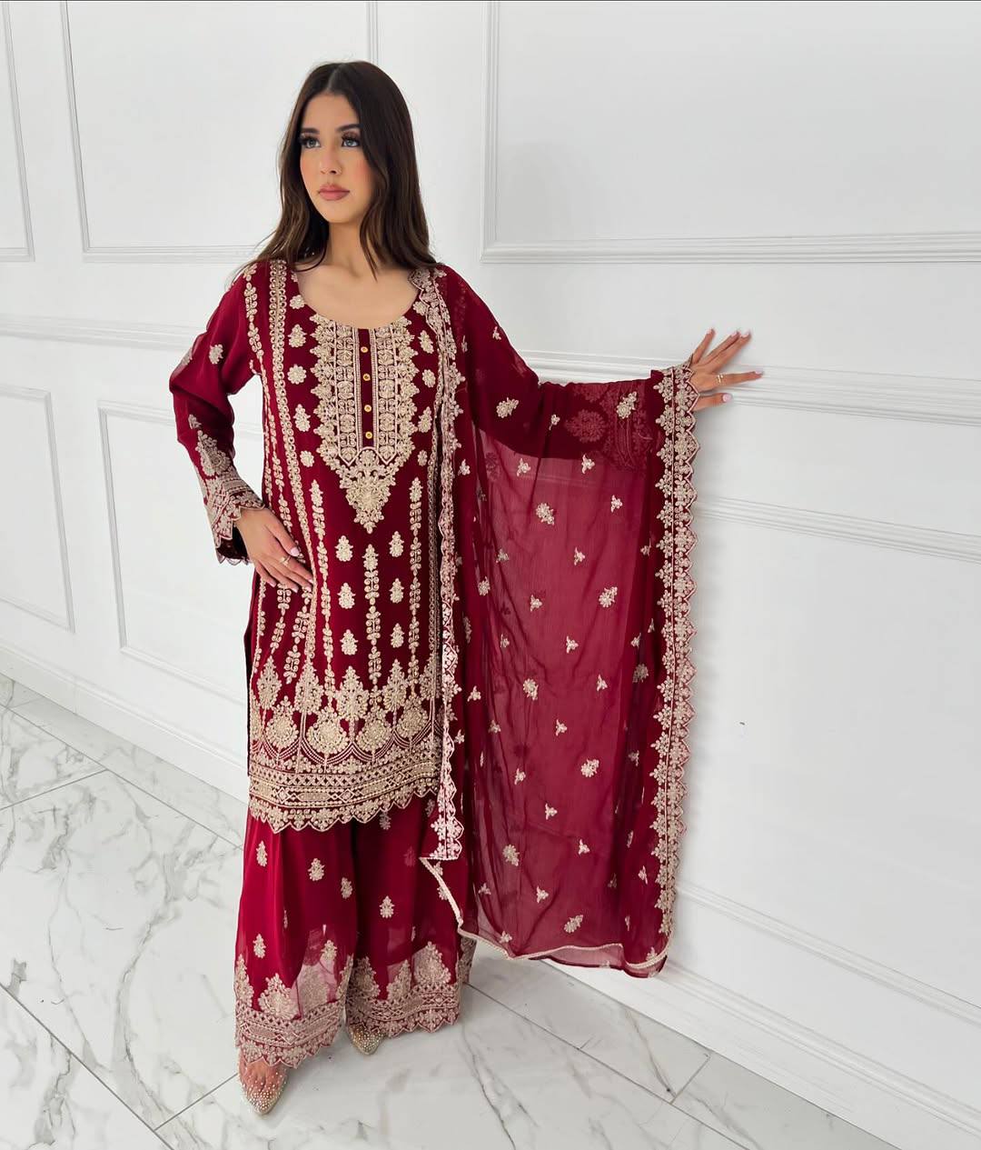 ✨ Elegant Faux Georgette Sarara Set ✨