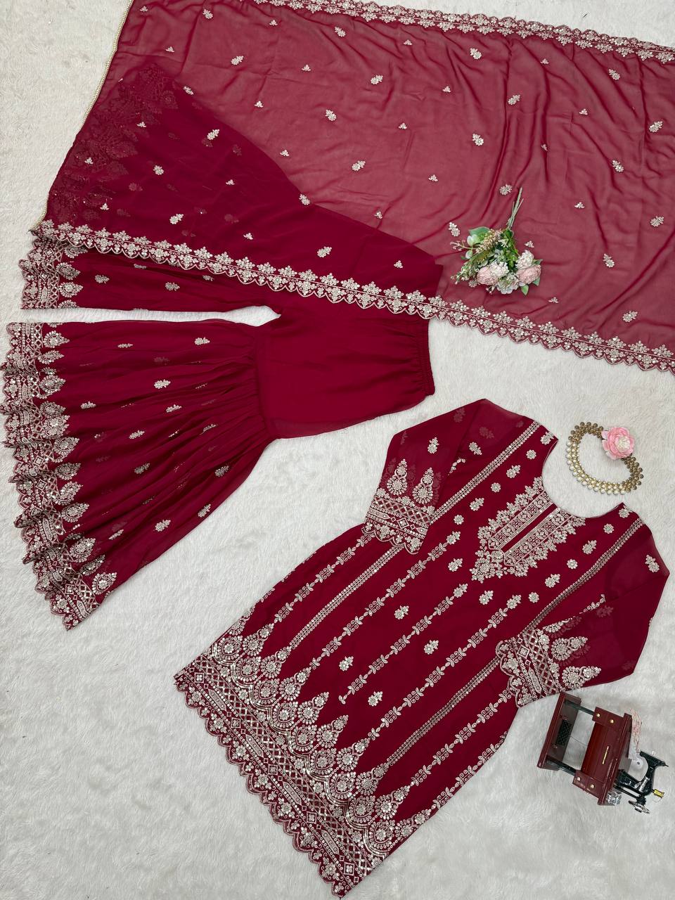 ✨ Elegant Faux Georgette Sarara Set ✨