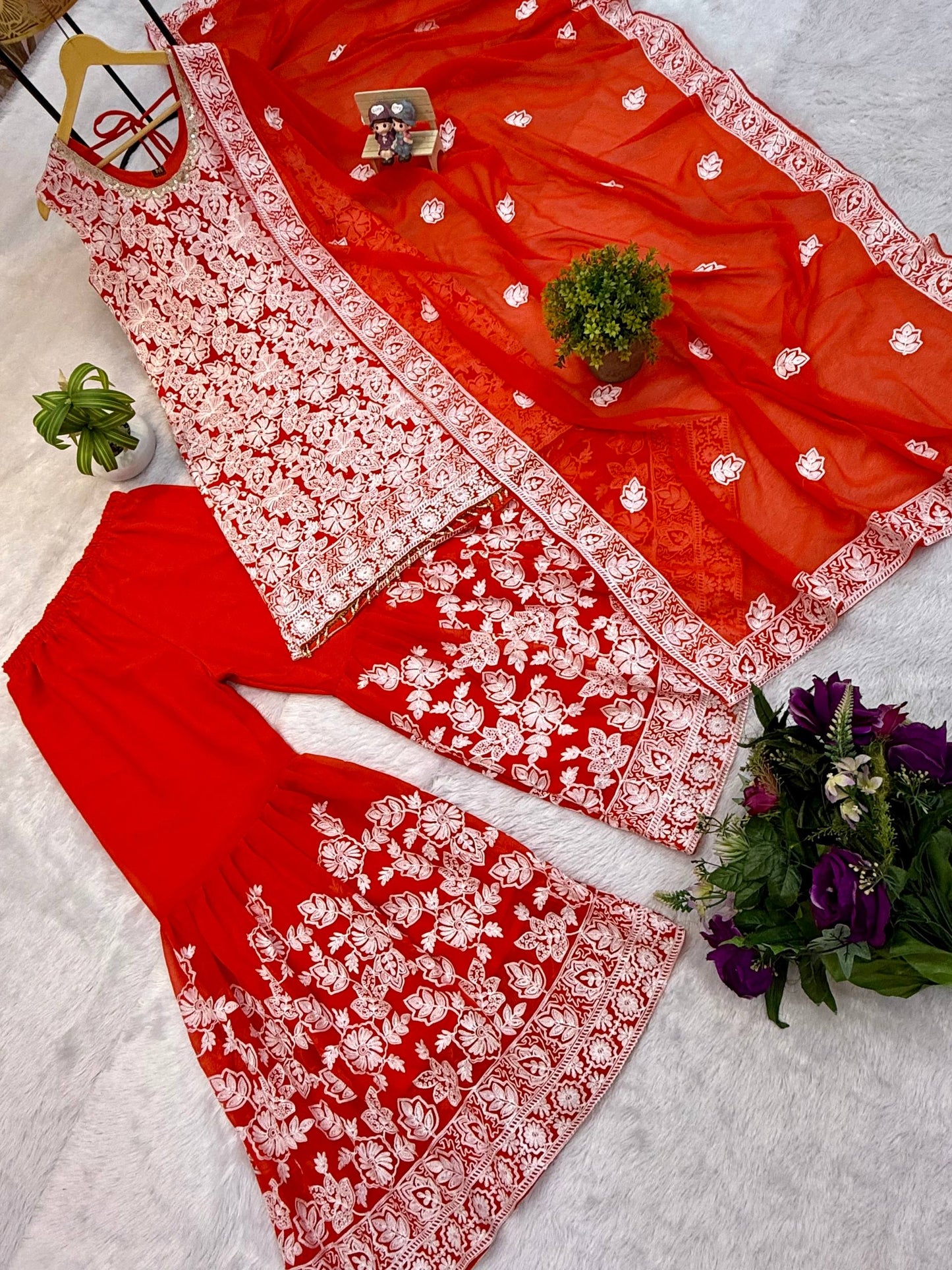 Festival Special Georgette Sharara Suit β Heavy Embroidery!-ST-1132 π