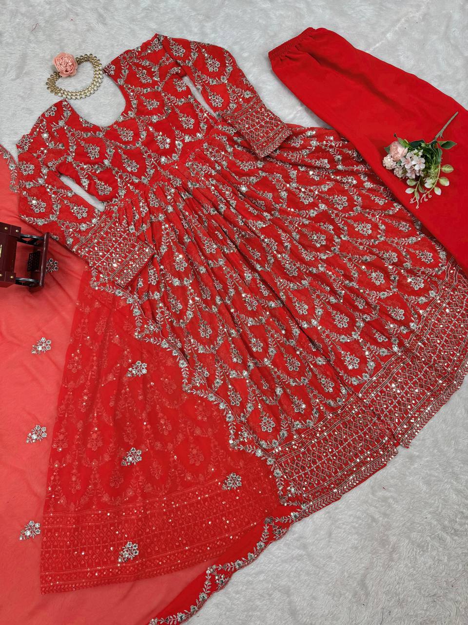 ๐ธ Elegant Thread & Sequence Georgette Set ๐ธ
