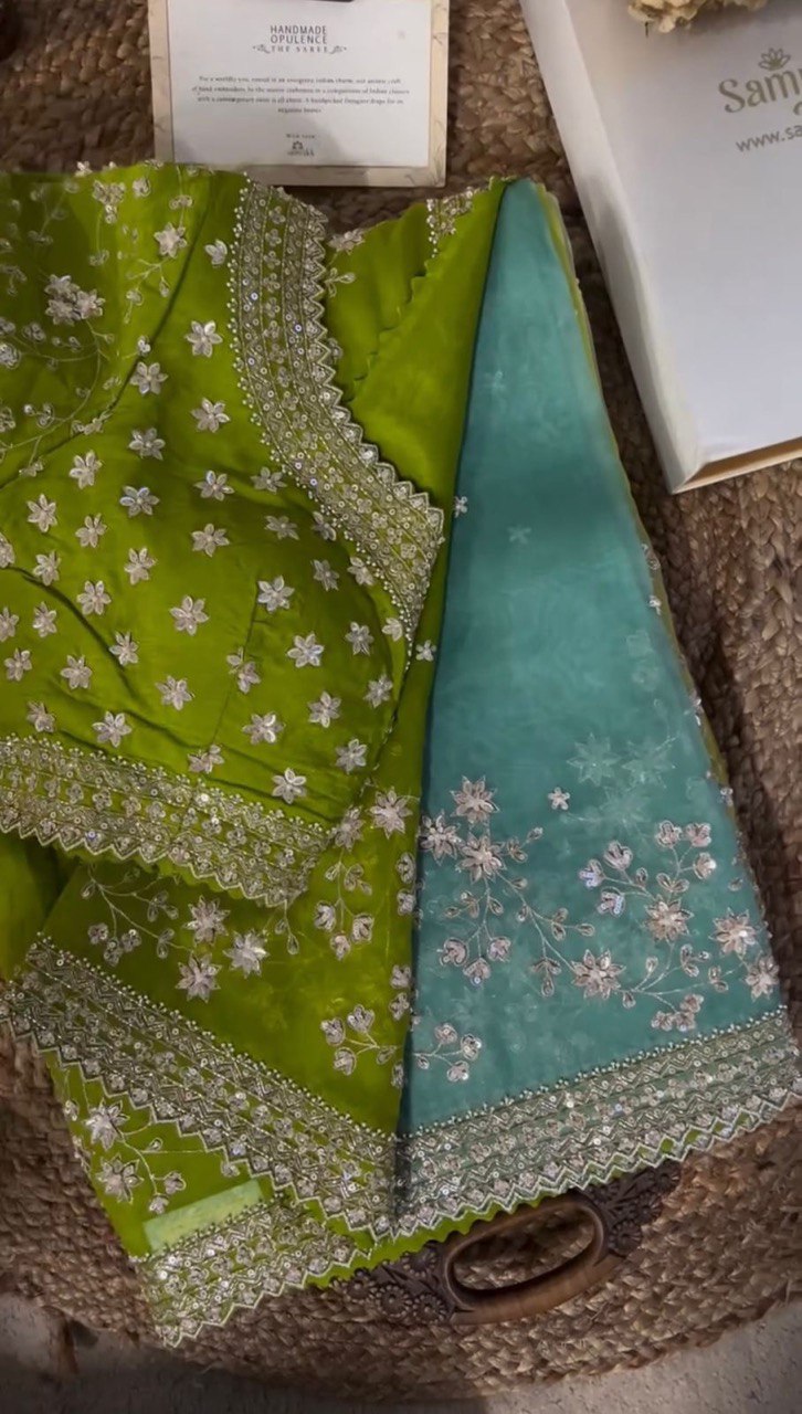 ✨ Radiant Charm – Designer Tabby Silk Saree ✨