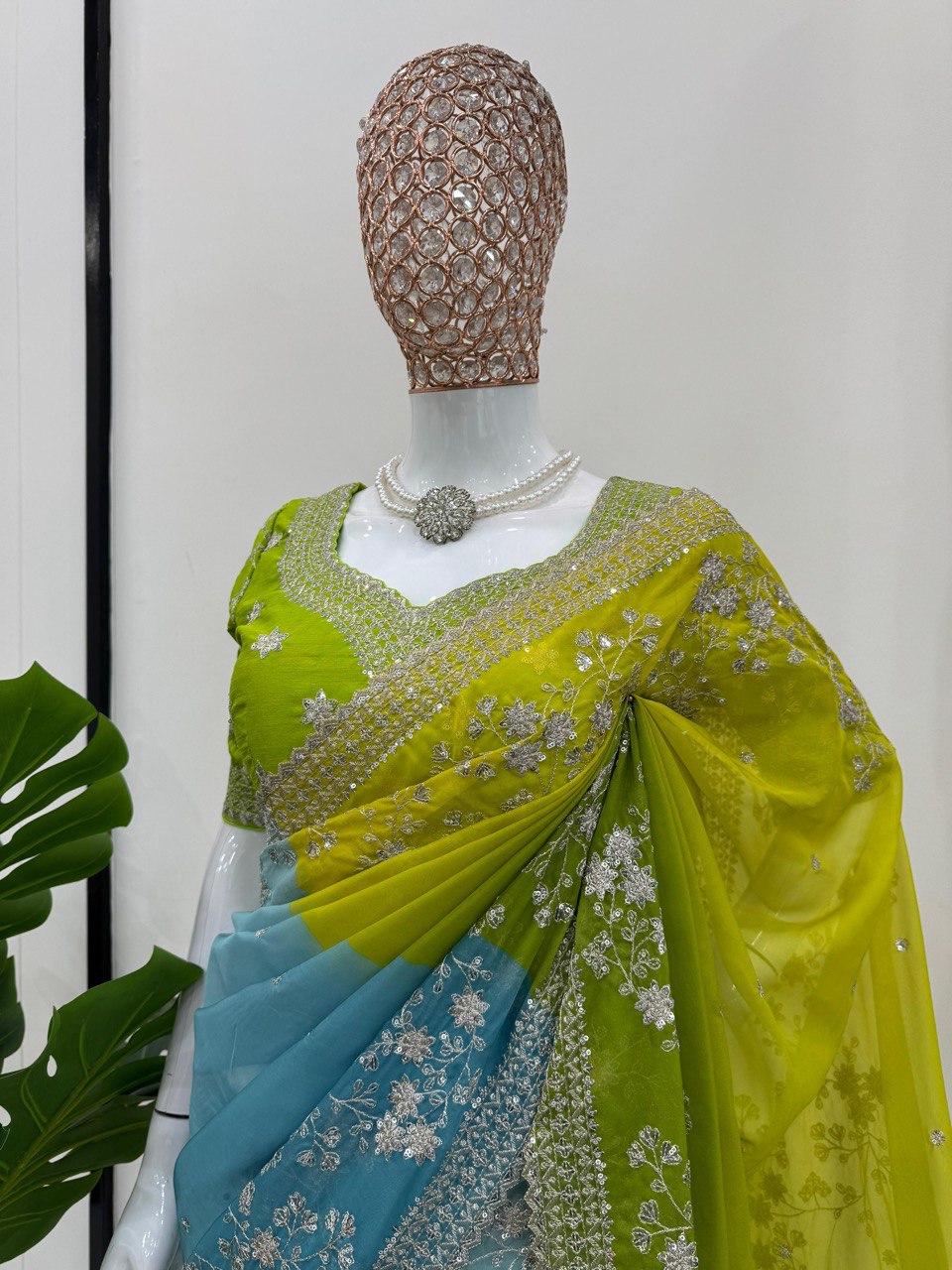 ✨ Radiant Charm – Designer Tabby Silk Saree ✨