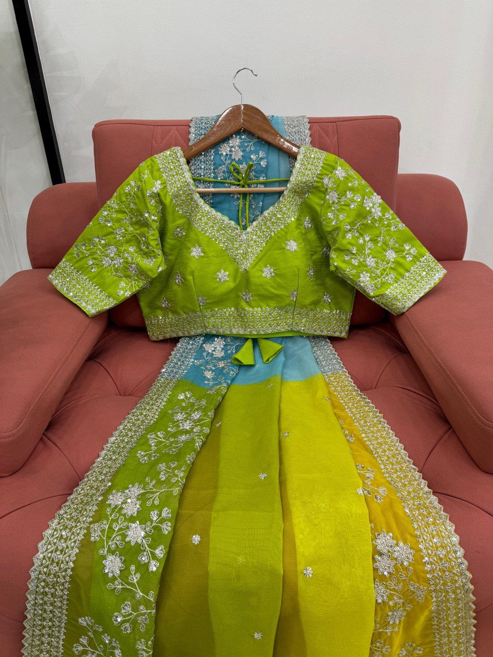 ✨ Radiant Charm – Designer Tabby Silk Saree ✨