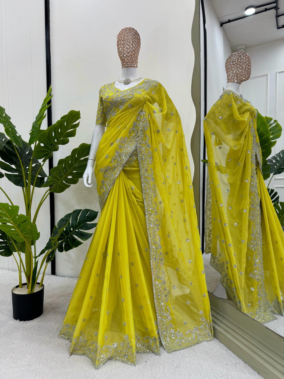✨ Timeless Beauty – Designer Tabby Silk Saree ✨