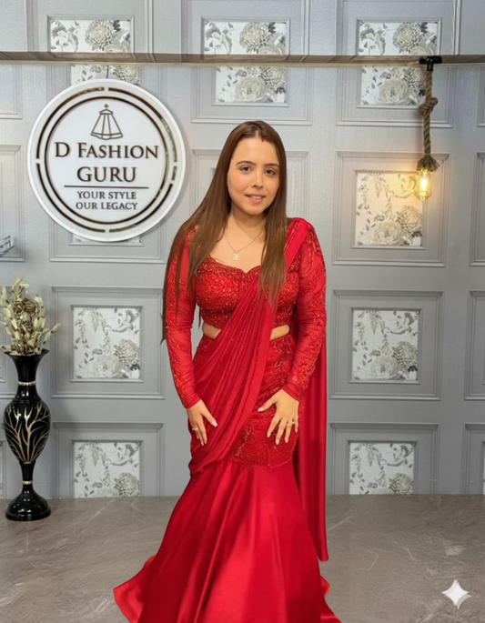 ✨ Glamorous Party Wear – Designer Lehenga Saree ✨