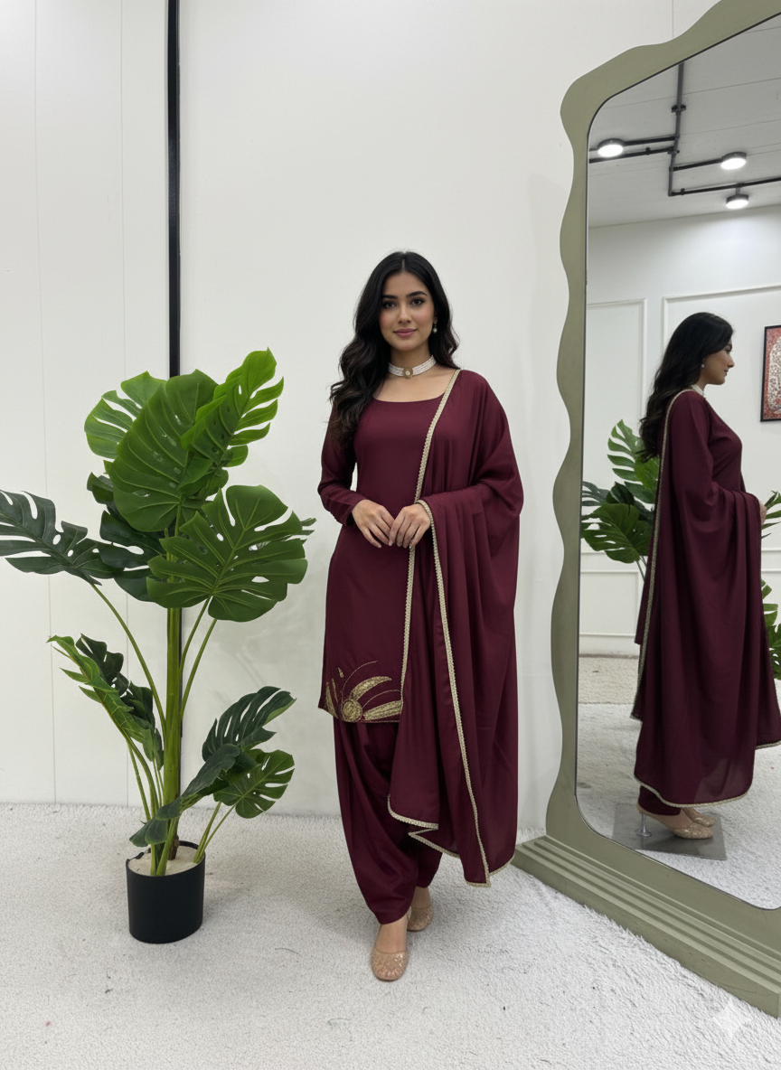 ✨ Elegant Natural Crepe Silk Suit Set ✨