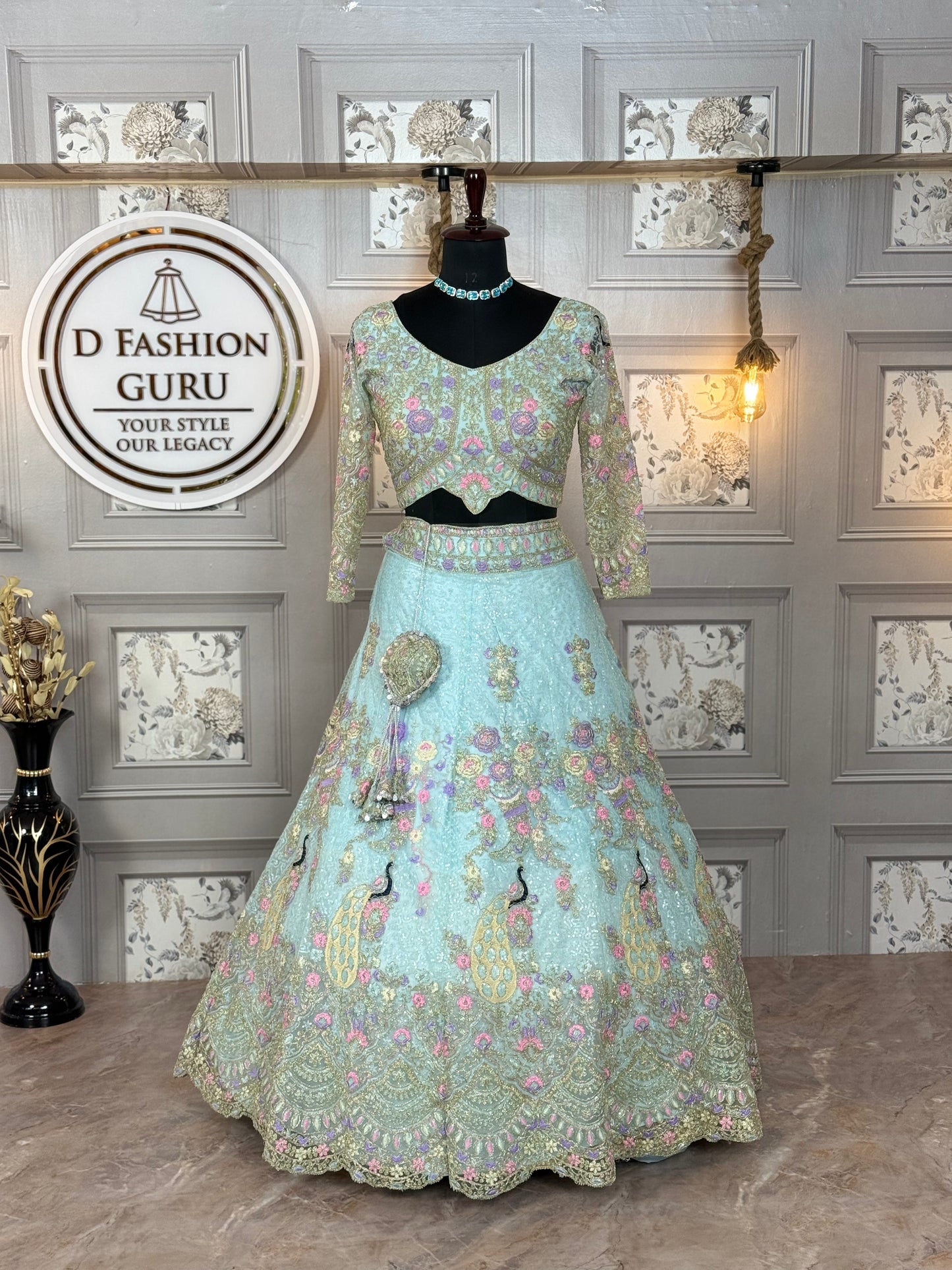 Light Blue Butterfly Net Lehenga with Can-Can & Sequins Work – Wedding & Festive Wear