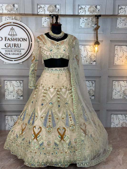 Premium Soft Net Lehenga Choli Set with Coding Sequins Work | Semi-Stitched